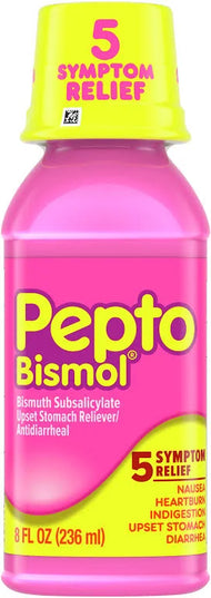 Pepto Bismol, Pepto-Bismol Original Liquid, Bismuth Subsalicylate, Upset Stomach Relief, Diarrhea Relief, Nausea Relief, Heartburn Relief, Indigestion Relief, Traveler's Diarrhea, Digestive Health, Stomach Relief, Antidiarrheal, Oral Suspension, First Aid, Family Wellness, Пепто Бисмол, Висмута Субсалицилат, Диарея, Тошнота, Изжога, Несварение Желудка, Расстройство Желудка, Здоровье Пищеварения, Pepto Bismol, Subsalicilato De Bismuto, Alivio Del Malestar Estomacal, Diarrea, Náuseas, Acidez, Indigestión, Sal