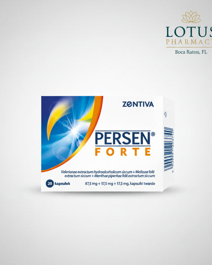 Persen Forte, Persen Forte 20 capsules, Persen Forte capsules, Persen 20 capsules, Persen Forte valerian, Persen valerian, Persen for stress, Persen for nervous tension, Persen for sleep, Persen sleep support, Persen relaxation, herbal stress medicine, herbal calming medicine, herbal sleep medicine, valerian capsules, valerian for sleep, valerian for stress, valerian lemon balm peppermint, lemon balm capsules, peppermint valerian, natural relaxation support, nervous tension relief, stress related restlessne
