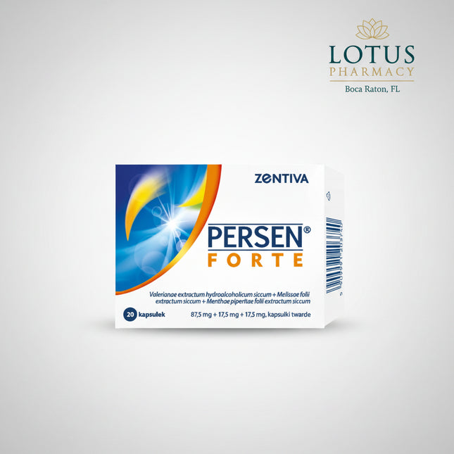 Persen Forte, Persen Forte 20 capsules, Persen Forte capsules, Persen 20 capsules, Persen Forte valerian, Persen valerian, Persen for stress, Persen for nervous tension, Persen for sleep, Persen sleep support, Persen relaxation, herbal stress medicine, herbal calming medicine, herbal sleep medicine, valerian capsules, valerian for sleep, valerian for stress, valerian lemon balm peppermint, lemon balm capsules, peppermint valerian, natural relaxation support, nervous tension relief, stress related restlessne