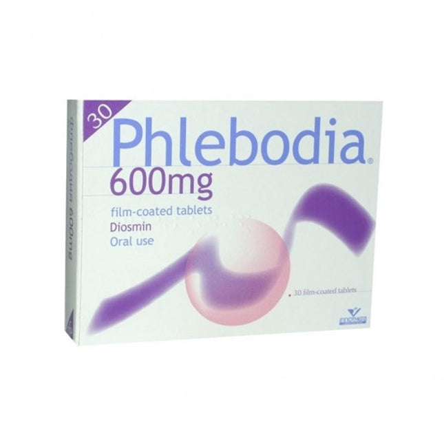 A box of Phlebodia 600mg film-coated tablets with the indication 'Oral use' printed on it.