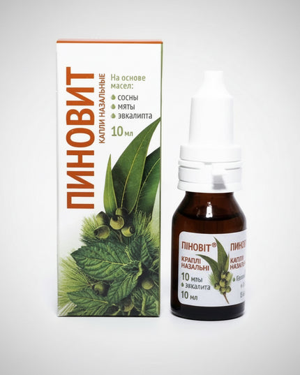 Pinovit is an oil-based nasal drop formula made with a blend of essential oils and vitamin E. It is designed to gently soothe the nasal passages, support mucosal comfort, and help maintain easier breathing during non-allergic nasal irritation.