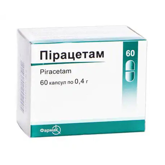 Box of Piracetam capsules with Russian text on a white background