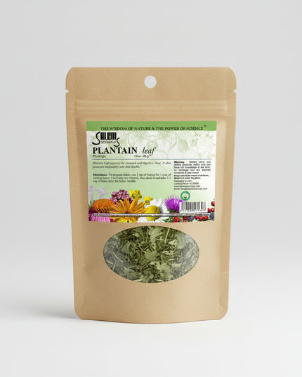 Plantain leaf is a well-known traditional European herbal remedy used to support respiratory health, digestion, and skin healing. It has natural anti-inflammatory, soothing, and antibacterial properties. Plantain leaf tea is commonly used for coughs, sore throat, stomach irritation, and to support the body’s natural healing processes.