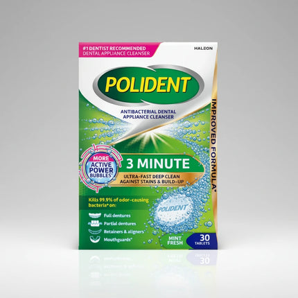 polident, polident cleanser, polident 3 minute, dental appliance cleaner, denture cleaner, retainer cleaner, aligner cleaner, mouthguard cleaner, antibacterial cleanser, haleon oral care, denture tablets, retainer cleaning tablets, oral care products, dental hygiene, removable appliance cleaner, полидент, очиститель для протезов, таблетки для очистки ретейнеров, уход за зубными протезами, таблетки для протезов, limpiador polident, limpiador de retenedores, limpiador de dentaduras, tabletas limpiadoras para 