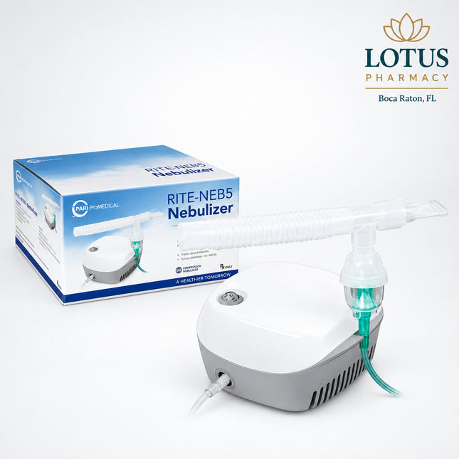 Portable Nebulizer Compressor for Aerosol Therapy – Roscoe RITE-NEB5 with Disposable Neb Kit