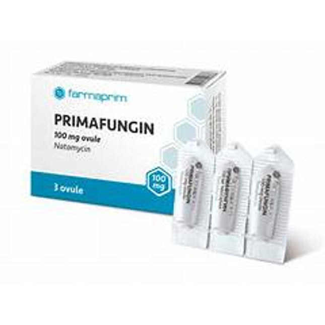 Box of Primafungin with three white vials on a white background