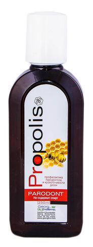 Propolis Parodont is a herbal mouthwash specially formulated to support healthy gums and maintain oral hygiene. Enriched with propolis, chamomile, calendula, and yarrow extracts, it helps soothe irritated gums, reduce gum bleeding, and provide long-lasting fresh breath.