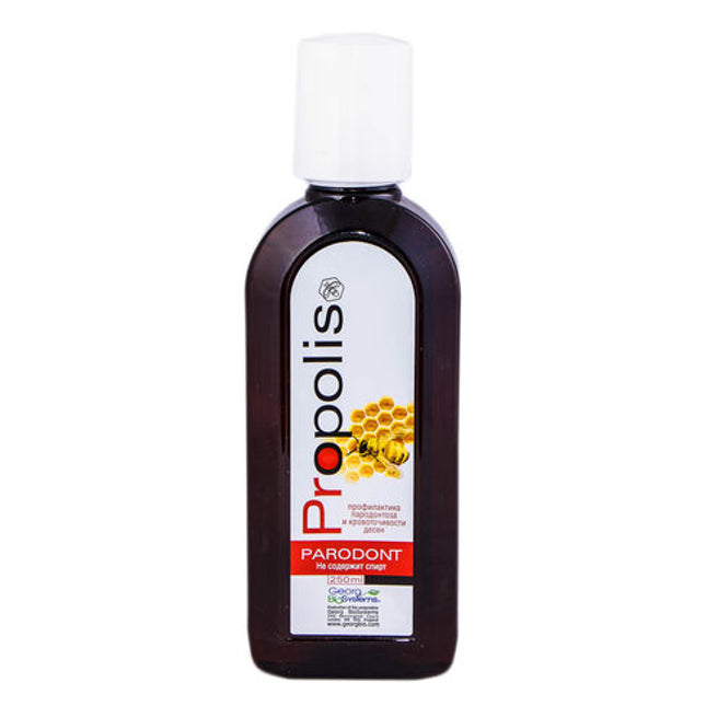 Propolis Parodont is a herbal mouthwash specially formulated to support healthy gums and maintain oral hygiene. Enriched with propolis, chamomile, calendula, and yarrow extracts, it helps soothe irritated gums, reduce gum bleeding, and provide long-lasting fresh breath.