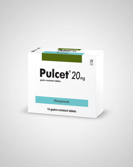 Pulcet® 20 mg contains pantoprazole sodium, a proton pump inhibitor (PPI) that works by reducing excess stomach acid production. It provides long-lasting acid suppression and is commonly used in conditions requiring reliable control of gastric acid secretion.
