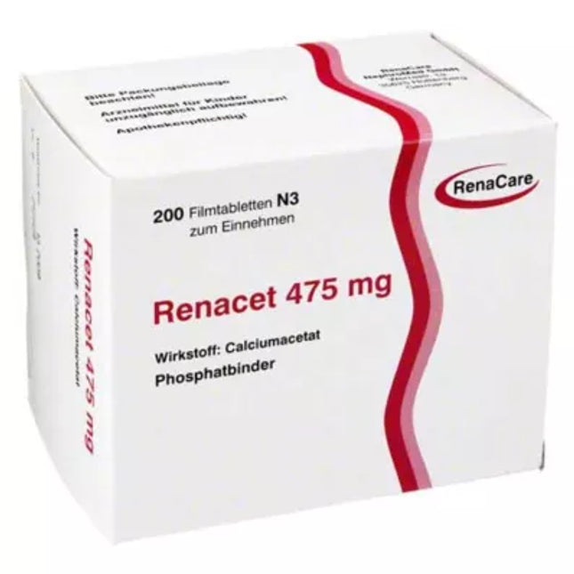 Box of Renacet 475 mg tablets by RenaCare on a white background