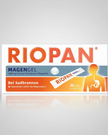 RIOPAN® Magen Gel is a fast-acting antacid formulated with 1,600 mg of magaldrate per 10 mL sachet. It provides rapid and long-lasting relief from heartburn, acid reflux, sour stomach, and acid-related stomach discomfort by neutralizing excess stomach acid while helping protect the lining of the esophagus.

The convenient pre-measured sachets are rea