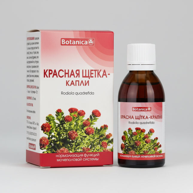 Red Brush Drops are a traditional herbal supplement formulated with Rhodiola quadrifida (Red Brush) root extract, a botanical widely used in Eastern European herbal traditions to support female and male reproductive health, hormonal balance, and urinary system wellness.