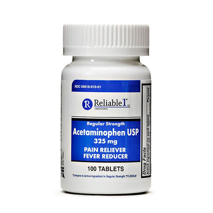 Reliable-1 Laboratories, Acetaminophen 325 mg, Regular Strength Acetaminophen, Pain Reliever, Fever Reducer, Acetaminophen Tablets, Headache Relief, Muscle Ache Relief, Back Pain Relief, Toothache Relief, Arthritis Pain Relief, Menstrual Cramp Relief, Cold And Flu Relief, OTC Pain Relief, Fever Management, First Aid, Family Wellness, Reliable 1 Labs, Acetaminophen USP, 100 Tablets, Ацетаминофен, Ацетаминофен 325 мг, Обезболивающее, Жаропонижающее, Головная Боль, Боль В Мышцах, Боль В Спине, Простуда, Грипп,