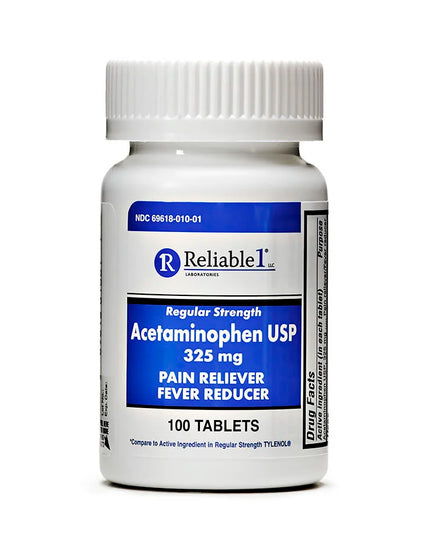 Reliable-1 Laboratories, Acetaminophen 325 mg, Regular Strength Acetaminophen, Pain Reliever, Fever Reducer, Acetaminophen Tablets, Headache Relief, Muscle Ache Relief, Back Pain Relief, Toothache Relief, Arthritis Pain Relief, Menstrual Cramp Relief, Cold And Flu Relief, OTC Pain Relief, Fever Management, First Aid, Family Wellness, Reliable 1 Labs, Acetaminophen USP, 100 Tablets, Ацетаминофен, Ацетаминофен 325 мг, Обезболивающее, Жаропонижающее, Головная Боль, Боль В Мышцах, Боль В Спине, Простуда, Грипп,