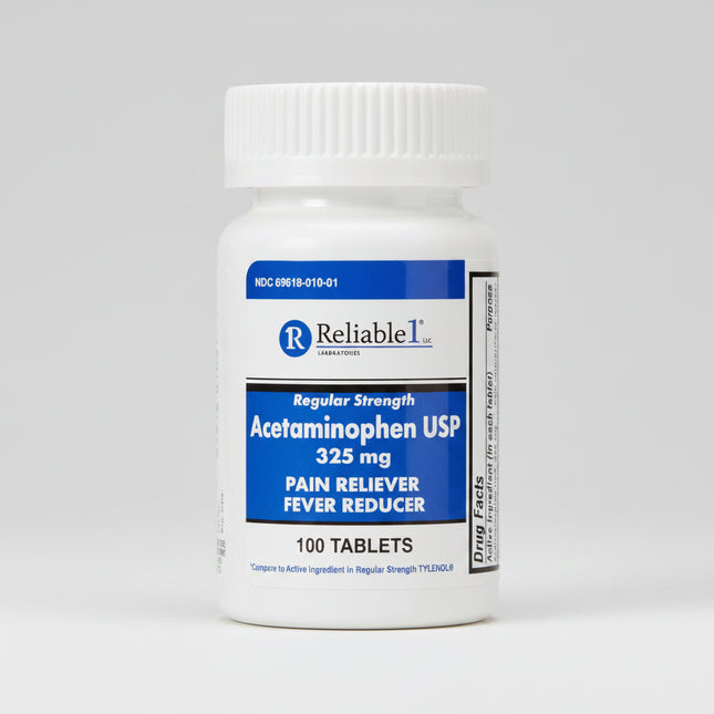 Reliable-1 Laboratories, Acetaminophen 325 mg, Regular Strength Acetaminophen, Pain Reliever, Fever Reducer, Acetaminophen Tablets, Headache Relief, Muscle Ache Relief, Back Pain Relief, Toothache Relief, Arthritis Pain Relief, Menstrual Cramp Relief, Cold And Flu Relief, OTC Pain Relief, Fever Management, First Aid, Family Wellness, Reliable 1 Labs, Acetaminophen USP, 100 Tablets, Ацетаминофен, Ацетаминофен 325 мг, Обезболивающее, Жаропонижающее, Головная Боль, Боль В Мышцах, Боль В Спине, Простуда, Грипп,