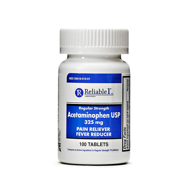Reliable-1 Laboratories, Acetaminophen 325 mg, Regular Strength Acetaminophen, Pain Reliever, Fever Reducer, Acetaminophen Tablets, Headache Relief, Muscle Ache Relief, Back Pain Relief, Toothache Relief, Arthritis Pain Relief, Menstrual Cramp Relief, Cold And Flu Relief, OTC Pain Relief, Fever Management, First Aid, Family Wellness, Reliable 1 Labs, Acetaminophen USP, 100 Tablets, Ацетаминофен, Ацетаминофен 325 мг, Обезболивающее, Жаропонижающее, Головная Боль, Боль В Мышцах, Боль В Спине, Простуда, Грипп,