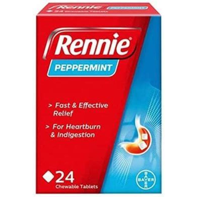 Rennie, Rennie Pfefferminz, Rennie Peppermint, Rennie Kautabletten, Bayer Rennie, Calcium Carbonate, Magnesium Carbonate, Antacid, Heartburn Relief, Acid Reflux Relief, Acid Indigestion Relief, Sour Stomach Relief, Digestive Health, Fast Acting Antacid, Peppermint Flavor, Chewable Tablets, Stomach Comfort, Acid Neutralizer, Travel Essentials, Family Wellness, Ренни, Ренни Мята, Антацид, Изжога, Кислотный Рефлюкс, Кислотное Несварение, Кальция Карбонат, Магния Карбонат, Жевательные Таблетки, Здоровье Пищевар