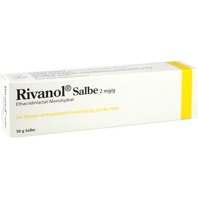 Rivanol Salbe 2 mg/g packaging on a white background