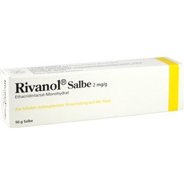 Rivanol Salbe 2 mg/g packaging on a white background