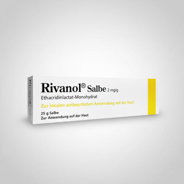 Rivanol Ointment is a topical antiseptic preparation containing ethacridine lactate (Rivanol), used to help prevent and treat superficial skin infections and support wound hygiene. It is commonly applied in first-aid care to help reduce bacterial contamination, support tissue cleansing, and promote comfort during healing of minor cuts, abrasions, and skin irritations.