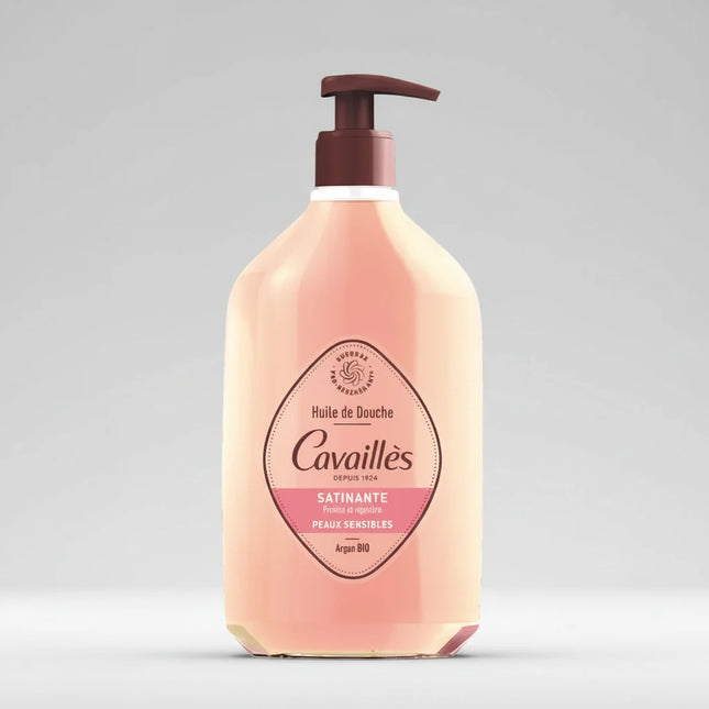A luxurious cleansing shower oil specially formulated for dry, sensitive, and delicate skin. Rogé Cavaillès Satin Shower Oil gently cleanses while helping to nourish and protect the skin's natural hydrolipidic barrier. Enriched with organic argan oil and pro-regenerating plant surgras, the silky oil transforms into a rich, velvety foam that leaves skin soft, comfortable, and delicately scented with elegant rose notes. Suitable for the entire family from 1 year of age. Dermatologically tested and formulated 