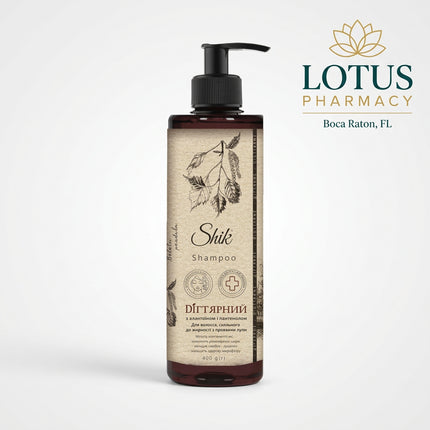 SHIK Anti-Dandruff Tar Shampoo is a Ukrainian hair and scalp cleanser formulated for oily hair, dandruff-prone scalp, and excess buildup. It contains birch tar and allantoin to help deeply cleanse the scalp while supporting a fresher, more balanced feel.