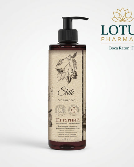 SHIK Anti-Dandruff Tar Shampoo is a Ukrainian hair and scalp cleanser formulated for oily hair, dandruff-prone scalp, and excess buildup. It contains birch tar and allantoin to help deeply cleanse the scalp while supporting a fresher, more balanced feel.