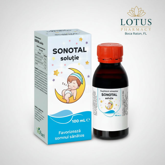 SONOTAL® 100 mL is a botanical dietary supplement for children formulated to support healthy sleep, relaxation, and a normal sleep-wake routine. It combines melatonin with extracts of chamomile flowers, linden flowers, and lemon balm leaves.&nbsp;

The formula is designed particularly for children who have difficulty settling at bedtime or experience restless sleep. The manufacturer positions SONOTAL for children from 6 months of age, with age-specific dosing.