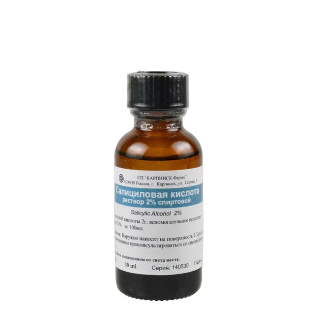 Bottle of 2% ethyl alcohol on a white background