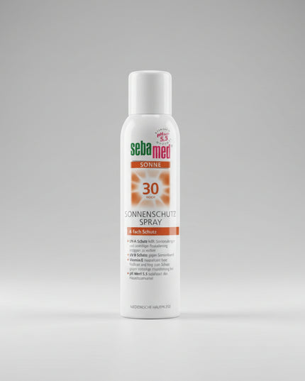 Sebamed Sun Protection Lotion/spray SPF 30/50 is a broad-spectrum UVA/UVB body sunscreen specially formulated for sensitive and normal skin, helping protect against sunburn, premature photoaging, and moisture loss.