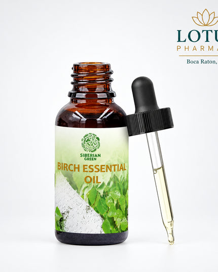 Siberian Green Birch Essential Oil is a 100% undiluted aromatherapy oil intended for use in diffusers, sauna and steam-room rituals, massage blends, baths, and home fragrance. Siberian Green currently lists this product as Birch Essential Oil, 30 mL / 1 fl oz, undiluted, therapeutic grade.