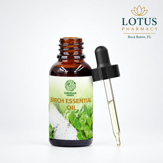 Siberian Green Birch Essential Oil is a 100% undiluted aromatherapy oil intended for use in diffusers, sauna and steam-room rituals, massage blends, baths, and home fragrance. Siberian Green currently lists this product as Birch Essential Oil, 30 mL / 1 fl oz, undiluted, therapeutic grade.