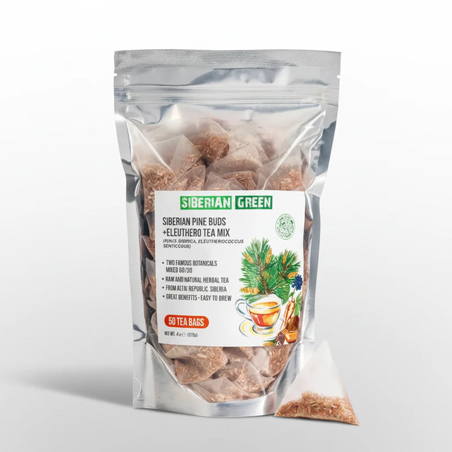 Siberian Green Eleuthero Roots and Pine Buds Tea – 50 Bags Herbal Tea