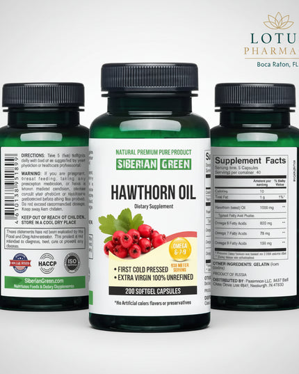 Siberian Green
Hawthorn Seed Oil
Hawthorn Oil
Hawthorn
Omega 6
Omega 7
Omega 9
Essential Fatty Acids
Fatty Acids
Dietary Supplement
Cold Pressed
Unrefined Oil
Extra Virgin
Softgels
200 Softgels
Non GMO
Gluten Free
Siberian Supplements
Altai
Heart Wellness
Cardiovascular Support
Daily Wellness
Natural Supplement
Herbal Supplement
