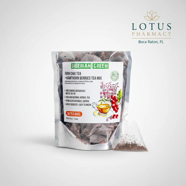 Siberian Green Ivan Chai with Hawthorn Berry is a caffeine-free herbal tea blend combining traditional Ivan Chai (Willowherb / Fireweed) with hawthorn berries, two botanicals with a long history of use in Eastern European and Siberian herbal traditions.