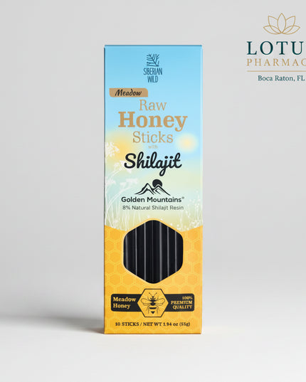 Siberian Green Raw Honey Sticks with Shilajit combine naturally sweet raw honey with 8% shilajit in convenient, individually portioned sticks.

Shilajit is a naturally occurring mineral-rich substance traditionally used in wellness practices for energy, stamina, vitality, and overall well-being. Blended with raw honey, this easy-to-use formula offers a simple way to incorporate shilajit into a daily wellness routine without measuring or mixing.