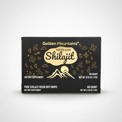 Siberian Green® Shilajit Altai "Golden Mountains" is a premium dietary supplement made from 100% purified Altai shilajit (mumiyo) resin, sustainably sourced from the pristine Altai Mountains of Siberia. Each convenient dry drop contains 200 mg of pure shilajit, naturally rich in fulvic acid and trace minerals that help support energy, vitality, and overall wellness.
