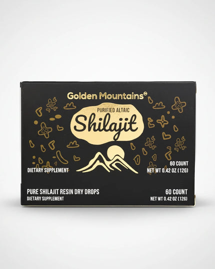 Siberian Green® Shilajit Altai "Golden Mountains" is a premium dietary supplement made from 100% purified Altai shilajit (mumiyo) resin, sustainably sourced from the pristine Altai Mountains of Siberia. Each convenient dry drop contains 200 mg of pure shilajit, naturally rich in fulvic acid and trace minerals that help support energy, vitality, and overall wellness.

