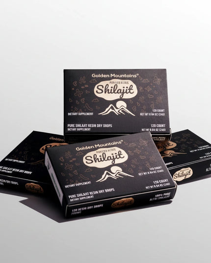Siberian Green® Shilajit Altai "Golden Mountains" is a premium dietary supplement made from 100% purified Altai shilajit (mumiyo) resin, sustainably sourced from the pristine Altai Mountains of Siberia. Each convenient dry drop contains 200 mg of pure shilajit, naturally rich in fulvic acid and trace minerals that help support energy, vitality, and overall wellness.
