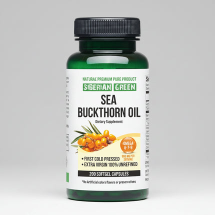 Siberian Sea Buckthorn Oil Softgels are formulated from wild-harvested Siberian sea buckthorn berries sourced from the pristine Altai region. The oil is extra virgin, cold pressed, and unrefined, helping preserve its naturally occurring omega fatty acids, antioxidants, and phytonutrients. Each bottle contains 200 easy-to-swallow softgels and provides a rich source of Omega-3, Omega-6, Omega-7, and Omega-9, with particular emphasis on the rare Omega-7 (palmitoleic acid).