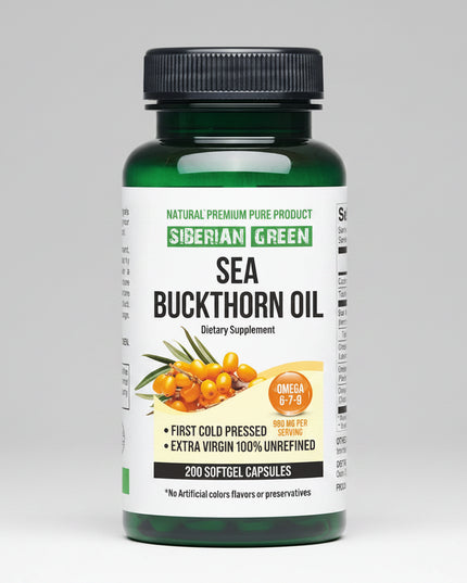 Siberian Sea Buckthorn Oil Softgels are formulated from wild-harvested Siberian sea buckthorn berries sourced from the pristine Altai region. The oil is extra virgin, cold pressed, and unrefined, helping preserve its naturally occurring omega fatty acids, antioxidants, and phytonutrients. Each bottle contains 200 easy-to-swallow softgels and provides a rich source of Omega-3, Omega-6, Omega-7, and Omega-9, with particular emphasis on the rare Omega-7 (palmitoleic acid).