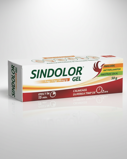 Sindolor® Gel by Fiterman Pharma is a topical medicinal gel formulated for the relief of pain and inflammation associated with inflammatory or post-traumatic conditions of the joints, muscles, and soft tissues.

Each gram combines three active ingredients: piroxicam 5 mg, a nonsteroidal anti-inflammatory drug (NSAID); cyclobenzaprine hydrochloride 5 mg, a muscle relaxant; and lidocaine 20 mg, a local anesthetic.

According to the current Romanian patient leaflet, Sindolor Gel is indicated in adults and adol