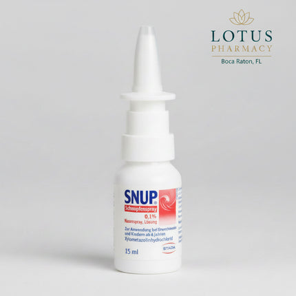 Snup® Nasal Spray 0.1% is a fast-acting nasal decongestant formulated to relieve&nbsp;runny nose and nasal congestion caused by colds or allergies. It combines xylometazoline with Icelandic sea water to reduce swelling of the nasal mucosa while gently supporting natural moisture balance.