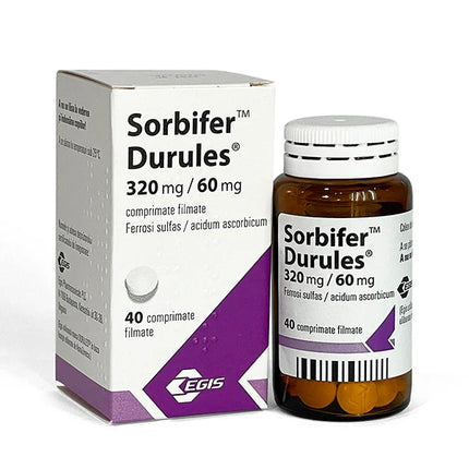 Sorbifer Durules packaging and bottle on a white background