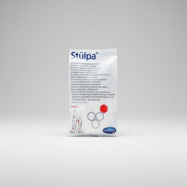 Stülpa® Ready-for-Use Bandages by Hartmann are seamless tubular bandages designed for secure fixation of wound dressings, padding materials, and skin protection. Made from soft, highly elastic knitted fabric, these ready-to-use bandages conform comfortably to various body parts without restricting movement. They are ideal for dressing retention, light support, and protecting sensitive skin in both clinical and home care settings.

