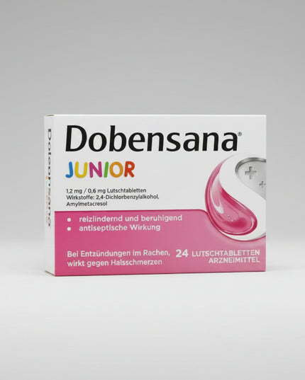 Strepsils / Dobensana Lozenges are antiseptic throat lozenges used for the supportive treatment of inflammation of the throat lining associated with sore throat, redness, and swelling.

Each lozenge contains two antiseptic active ingredients: 2,4-dichlorobenzyl alcohol 1.2 mg and amylmetacresol 0.6 mg. The combination acts locally in the mouth and throat and is commonly used at the first signs of a sore or scratchy throat.