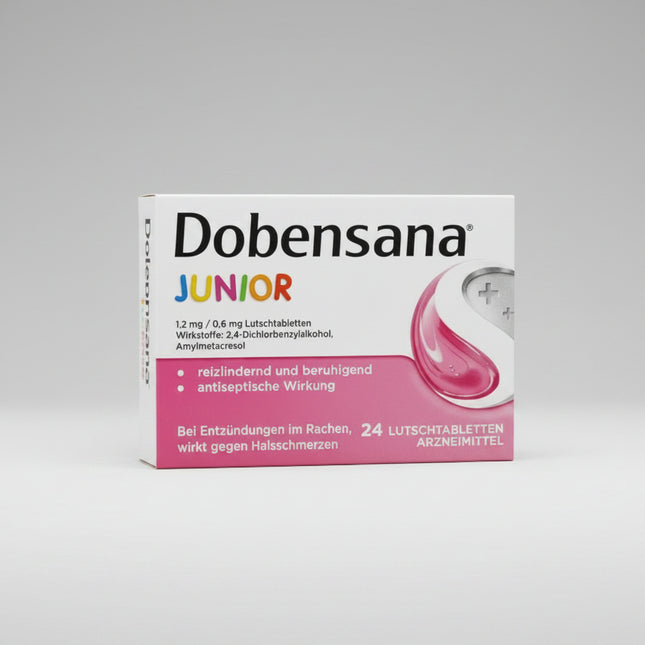 Strepsils / Dobensana Lozenges are antiseptic throat lozenges used for the supportive treatment of inflammation of the throat lining associated with sore throat, redness, and swelling.

Each lozenge contains two antiseptic active ingredients: 2,4-dichlorobenzyl alcohol 1.2 mg and amylmetacresol 0.6 mg. The combination acts locally in the mouth and throat and is commonly used at the first signs of a sore or scratchy throat.