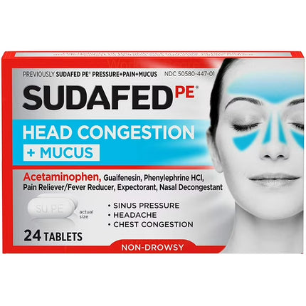 Sudafed PE, Sudafed PE Head Congestion Plus Mucus, Sudafed Head Congestion, Acetaminophen, Guaifenesin, Phenylephrine, Chest Congestion Relief, Mucus Relief, Expectorant, Nasal Congestion, Sinus Pressure, Cold Medicine, Non Drowsy Cold Relief, Respiratory Health, Cold And Flu, Headache Relief, Fever Reducer, Cough And Cold Medicine, Mucus Thinner, Family Wellness, Судафед ПЭ, Судафед От Заложенности, Гуайфенезин, Фенилэфрин, Ацетаминофен, Простуда, Грипп, Заложенность Носа, Синусит, Давление В Пазухах, Отха