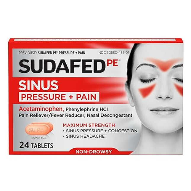 Sudafed, Sudafed PE, Sudafed PE Sinus Pressure And Pain, Sinus Pressure Relief, Sinus Pain Relief, Nasal Congestion Relief, Acetaminophen, Phenylephrine, Sinus Headache Relief, Cold Medicine, Allergy Relief, Non Drowsy Formula, Decongestant, Fever Reducer, Pain Reliever, Upper Respiratory Relief, Sinus Congestion, Headache Relief, Respiratory Health, Family Wellness, Судафед, Судафед ПЭ, Давление В Пазухах, Боль В Пазухах, Заложенность Носа, Фенилэфрин, Ацетаминофен, Простуда, Грипп, Синусит, Головная Боль,