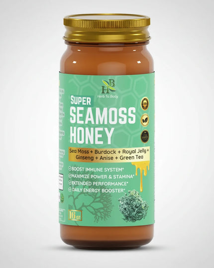 Super Sea Moss Honey is a handcrafted wellness blend made in the USA, combining&nbsp;multifloral raw honey with raw sea moss, ashwagandha powder, and elderberry powder. This powerful superfood fusion is designed to support daily energy, immune health, and overall vitality in a delicious, easy-to-use form.